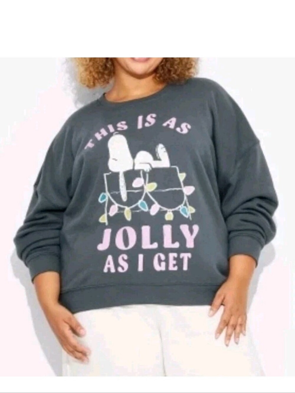 Peanuts Snoopy This Is As Jolly As I Get Sweatshirt XXL Christmas Funny
